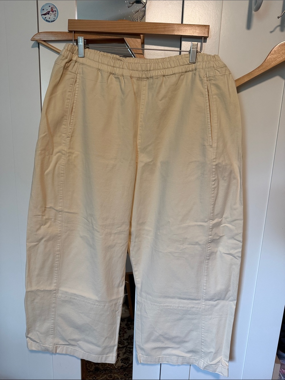 Pilcro Barrel Pants Cream Elastic Waist Casual Pants